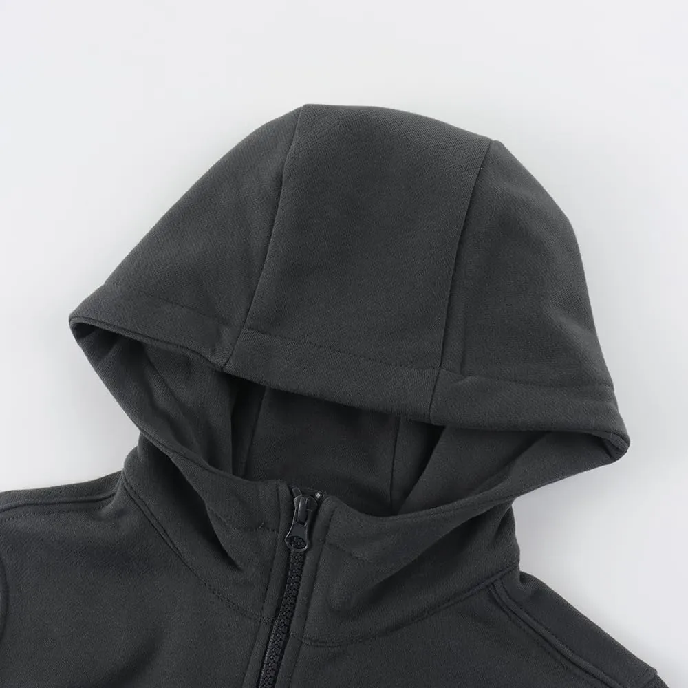 Spring&Gege Boys Full Zip Hoodies High Neck Mid-weight Fleece Hooded Sweatshirts for Children