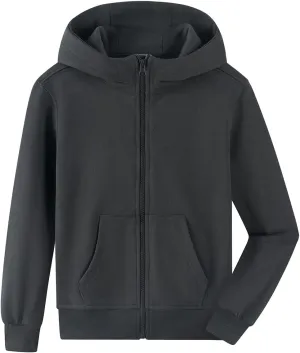 Spring&Gege Boys Full Zip Hoodies High Neck Mid-weight Fleece Hooded Sweatshirts for Children