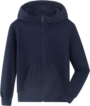 Spring&Gege Boys Full Zip Hoodies High Neck Mid-weight Fleece Hooded Sweatshirts for Children