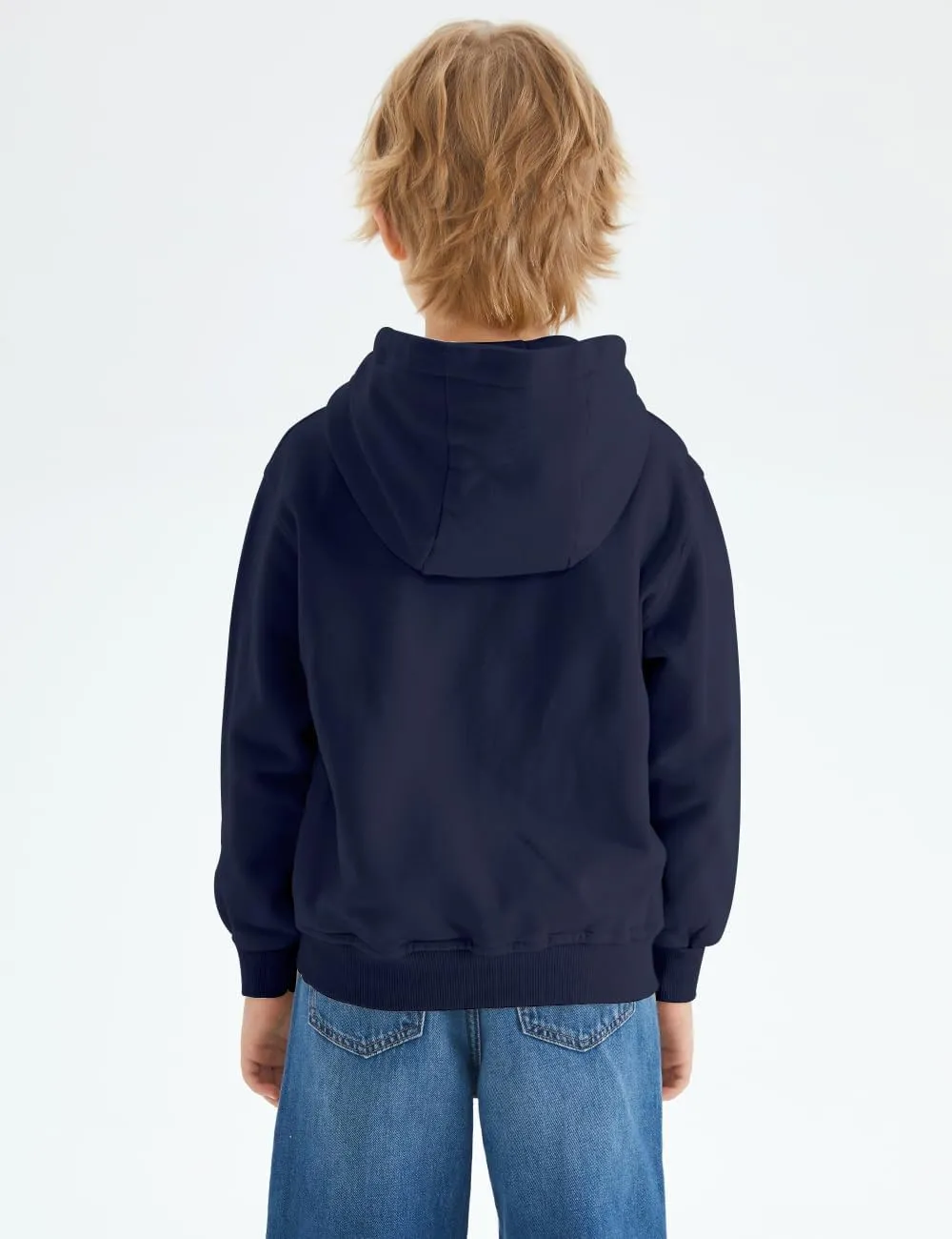 Spring&Gege Boys Full Zip Hoodies High Neck Mid-weight Fleece Hooded Sweatshirts for Children