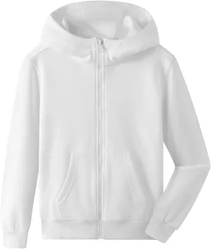 Spring&Gege Boys Full Zip Hoodies High Neck Mid-weight Fleece Hooded Sweatshirts for Children