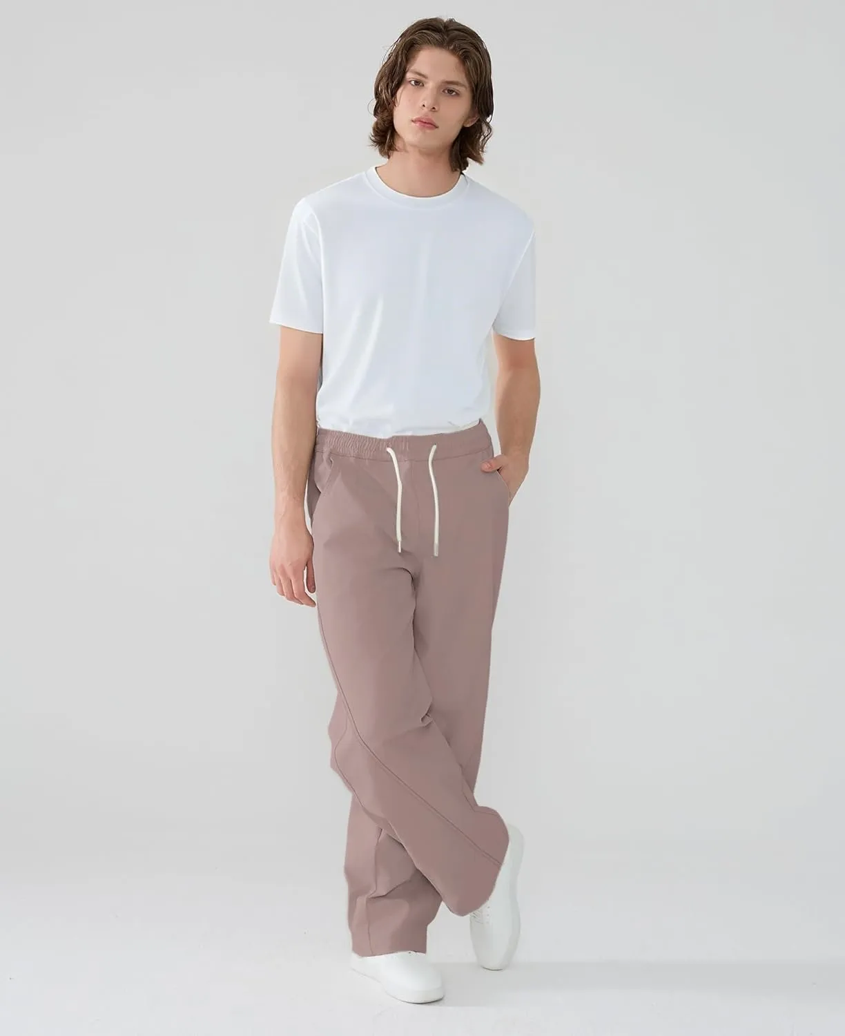 Susclude Mens Baggy Pants Wide Leg Summer Casual Pants Y2k Lightweight Elastic Waist Drawstring 2025 Trendy Pants
