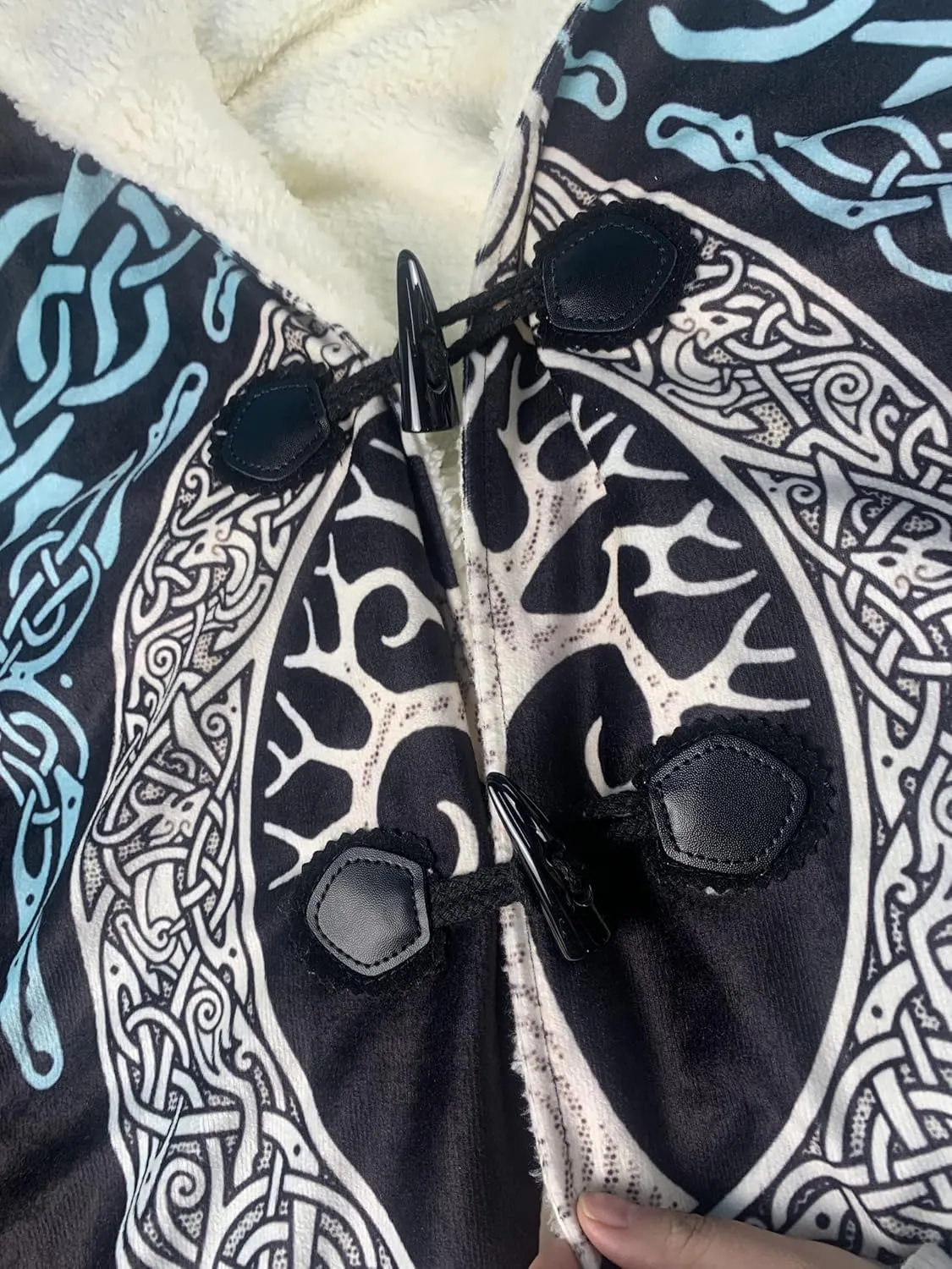 Symbol Tattoo Raven Odin Viking Overcoat 3D All Over Print Thick Warm Hooded Cloak Men Windproof Fleece Jacket