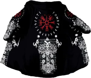 Symbol Tattoo Raven Odin Viking Overcoat 3D All Over Print Thick Warm Hooded Cloak Men Windproof Fleece Jacket