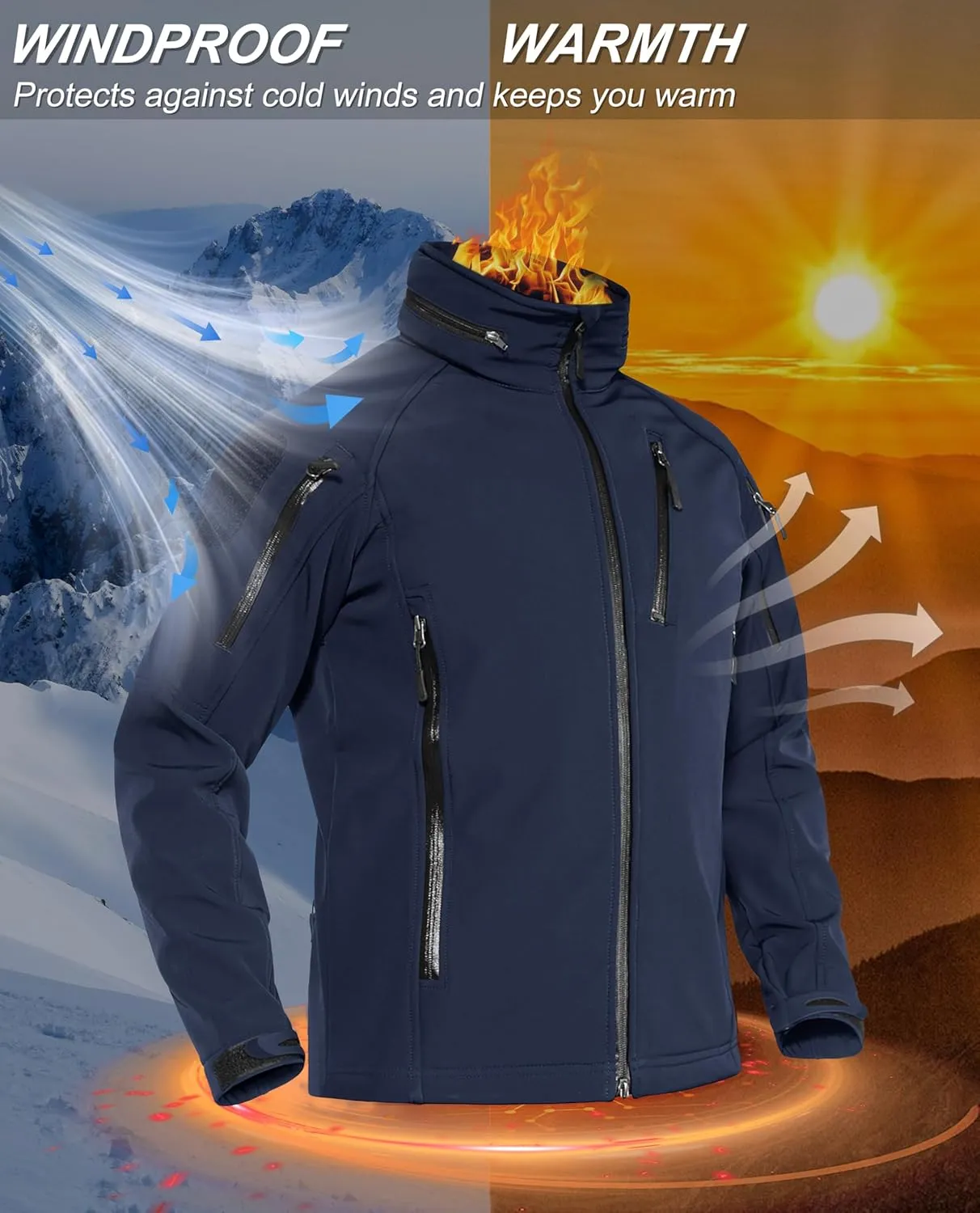 TACVASEN Men's Special Ops Military Jacket Water Resistant Windproof Tactical Winter Zip Up Rain Coat Hunting Outdoors