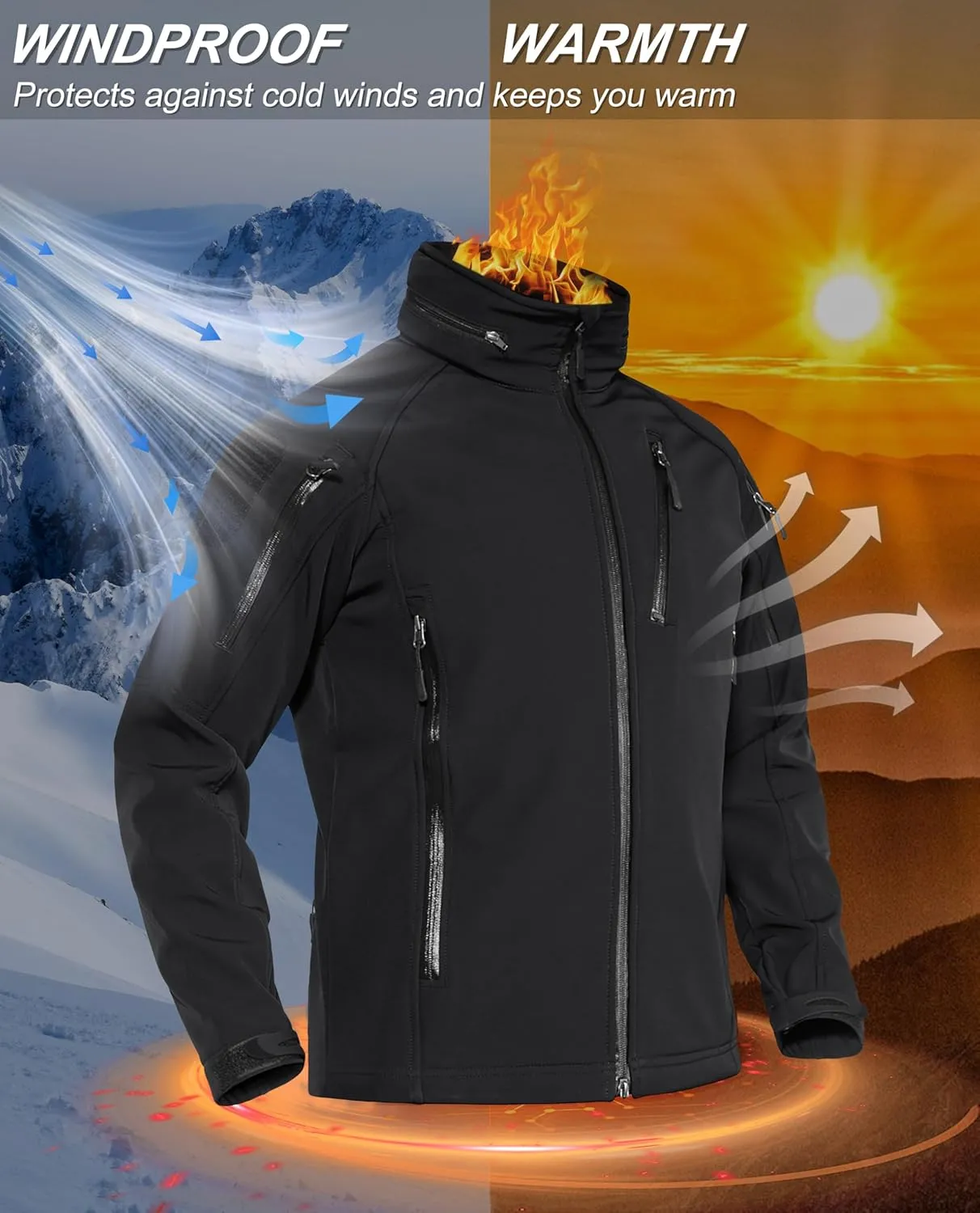 TACVASEN Men's Special Ops Military Jacket Water Resistant Windproof Tactical Winter Zip Up Rain Coat Hunting Outdoors