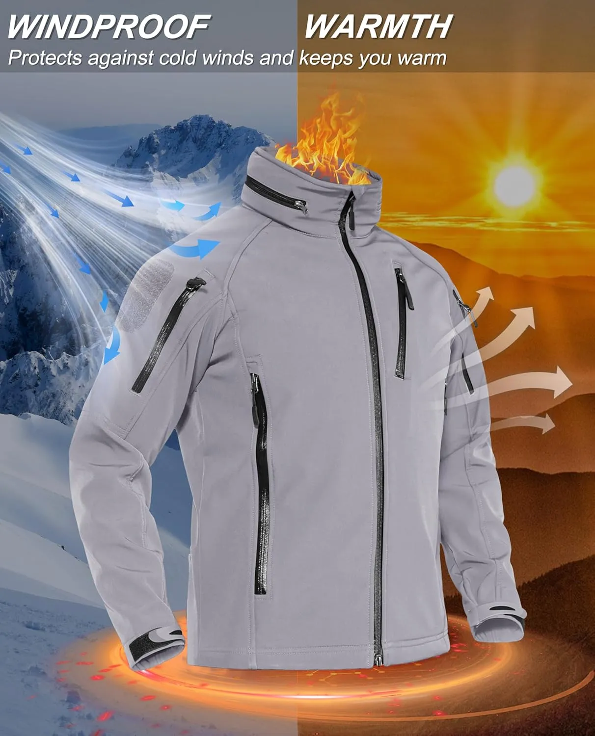 TACVASEN Men's Special Ops Military Jacket Water Resistant Windproof Tactical Winter Zip Up Rain Coat Hunting Outdoors