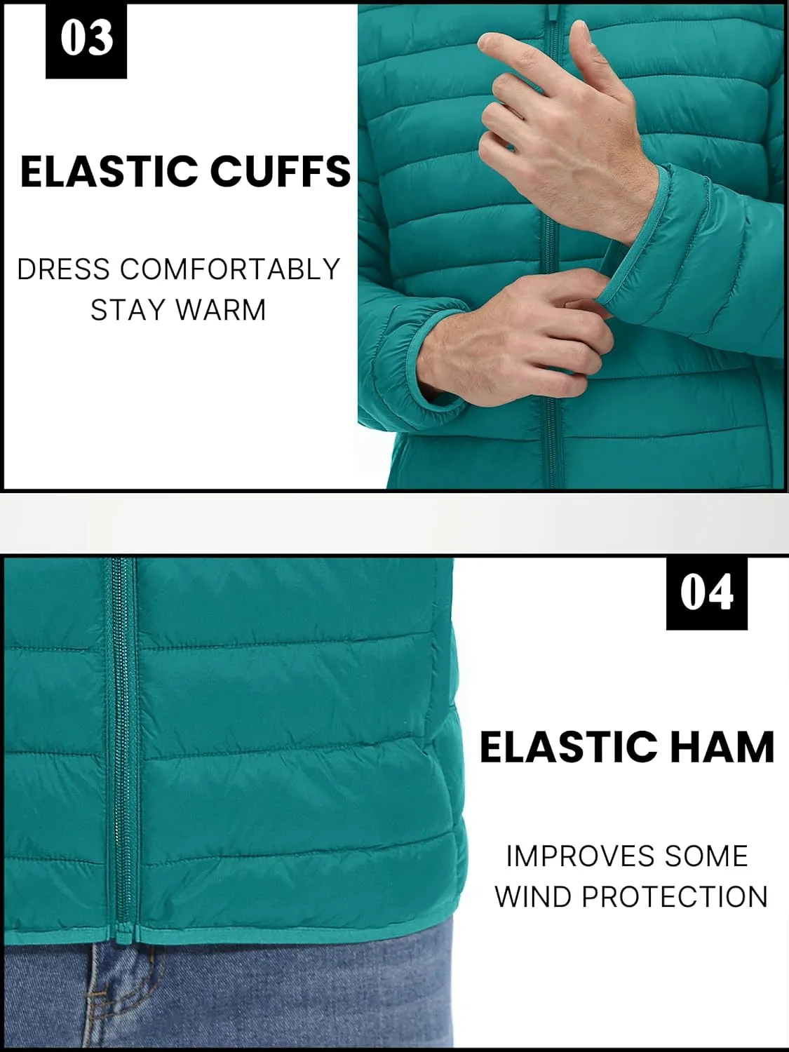 TACVASEN Puffer Jacket for Men Winter Warm Winter Lightweight Coat Water Repellent Windproof Insulated Jacket