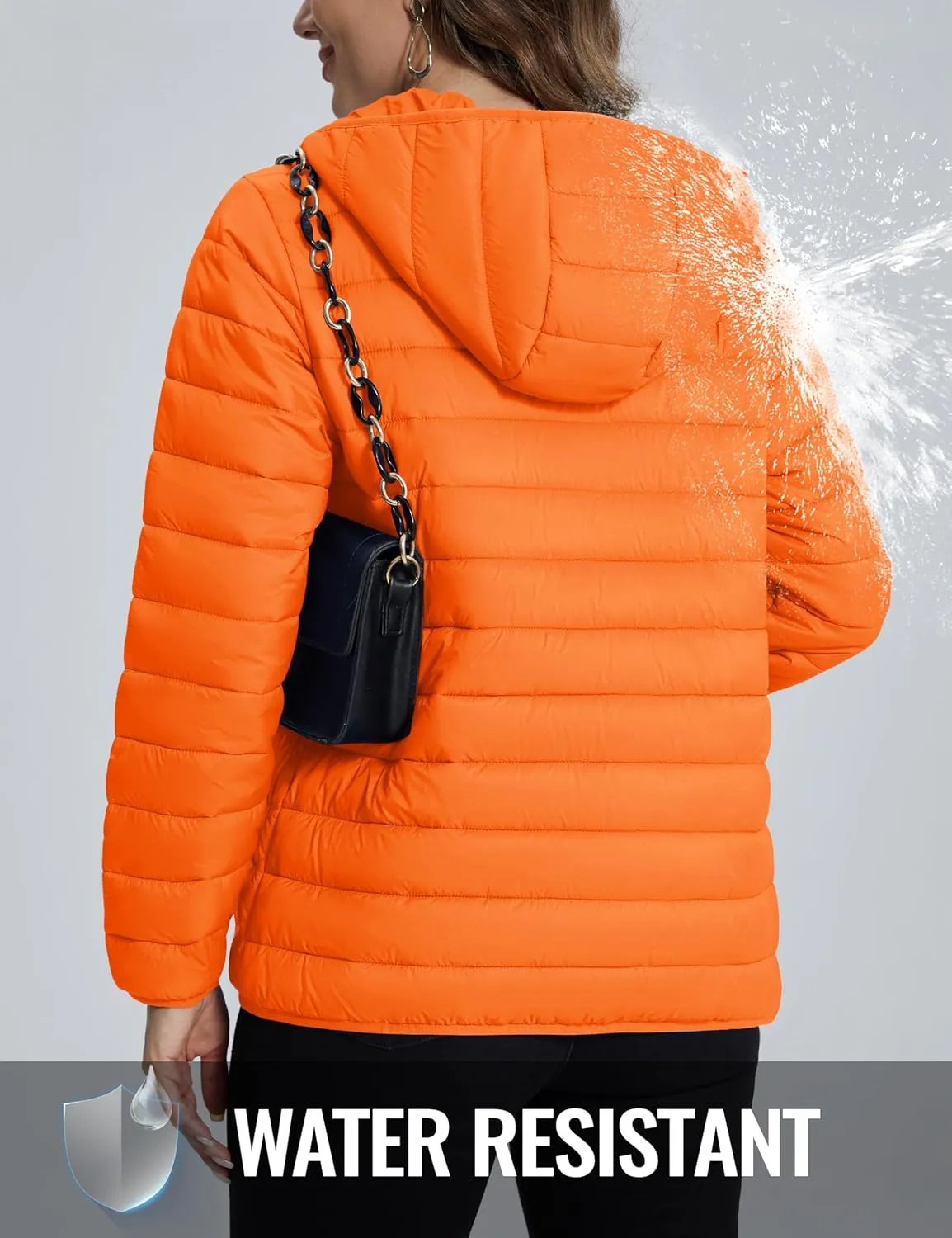 TACVASEN Women's Lightweight Puffer Jacket with Hood Pockets Quilted Padded Full-zip Winter Coat
