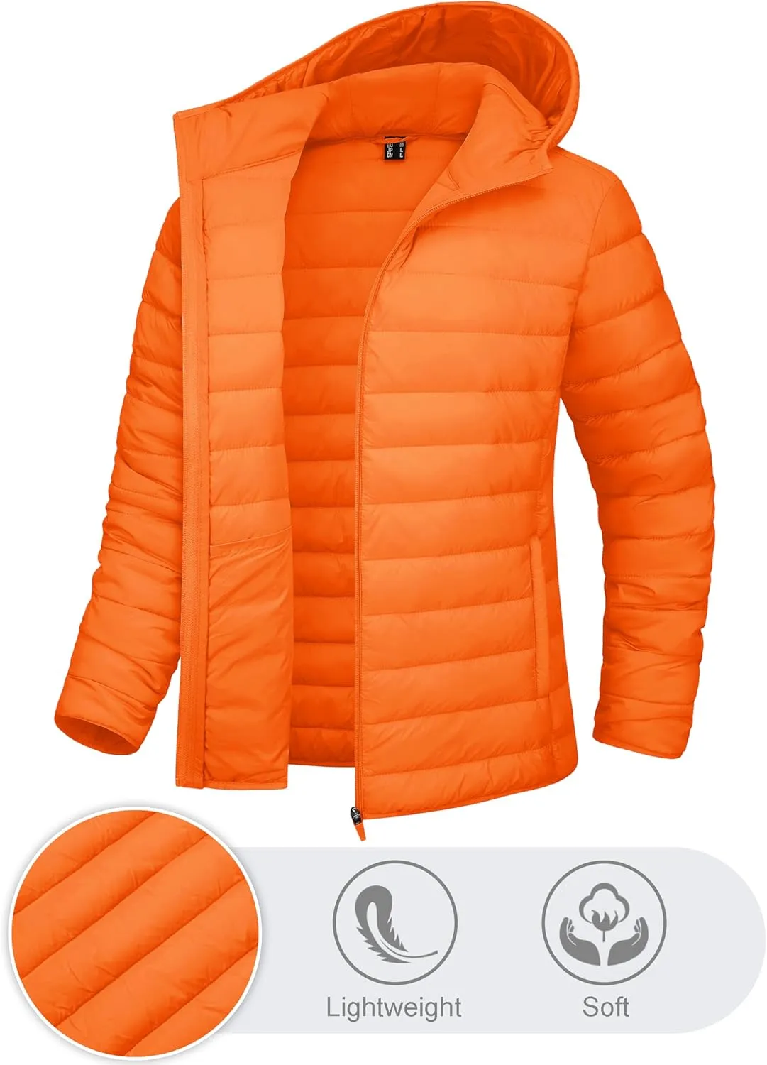 TACVASEN Women's Lightweight Puffer Jacket with Hood Pockets Quilted Padded Full-zip Winter Coat
