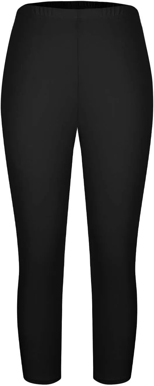 TANGNADE Women Capri Pants Plus Size Stretch Knee Length Leggings Elastic Waist Casual Summer Ladies Pull On Capris