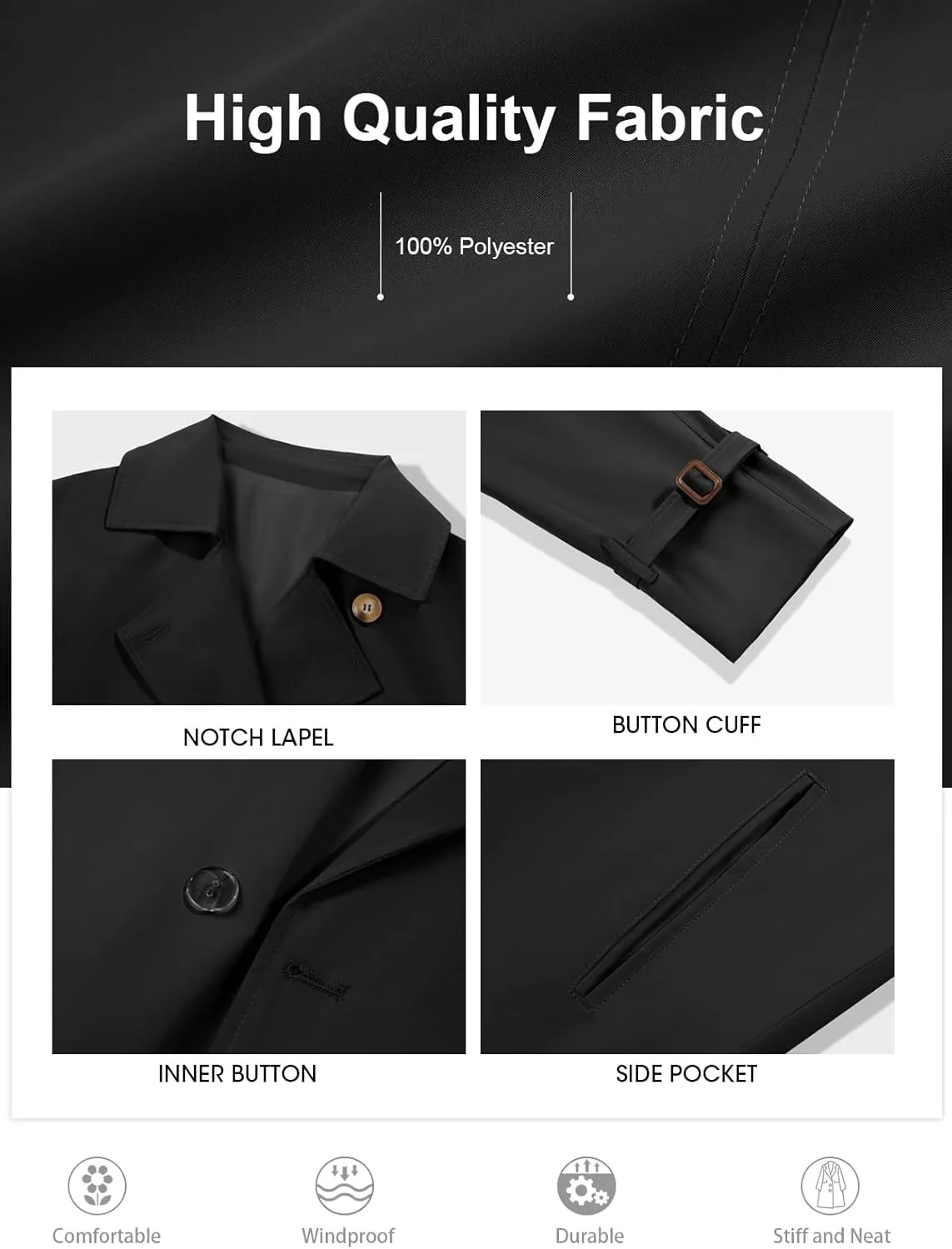 Tankaneo Womens Long Trench Coat Oversized Double Breasted Windproof Classic Lapel Casual Fall Overcoat