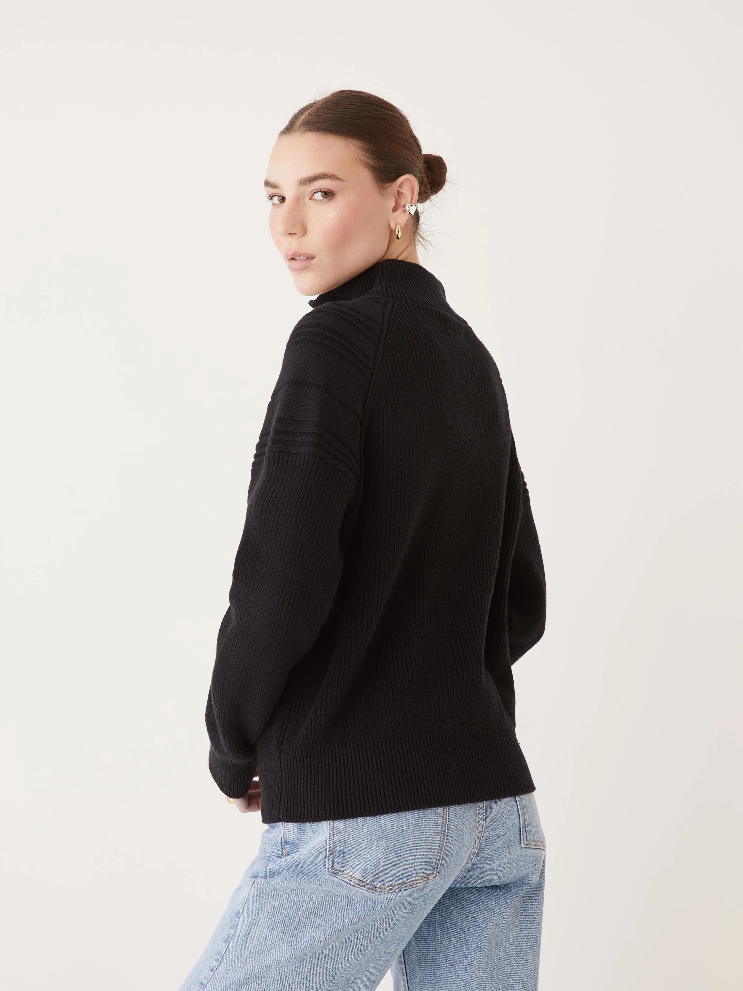 The Half-Zip Mockneck Sweater in Black