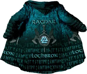 Thick Warm Hooded Cloak For Men For Men Symbol Viking Tattoo Raven Odin Overcoat Windproof Fleece Jacket
