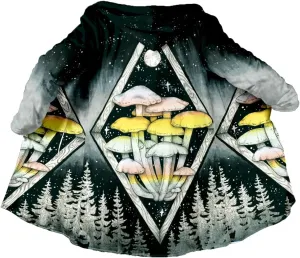 Thick Warm Hooded Cloak For Men Trippy Psychedelic Mushroom Fungus Overcoat Coat Windproof Fleece Jacket