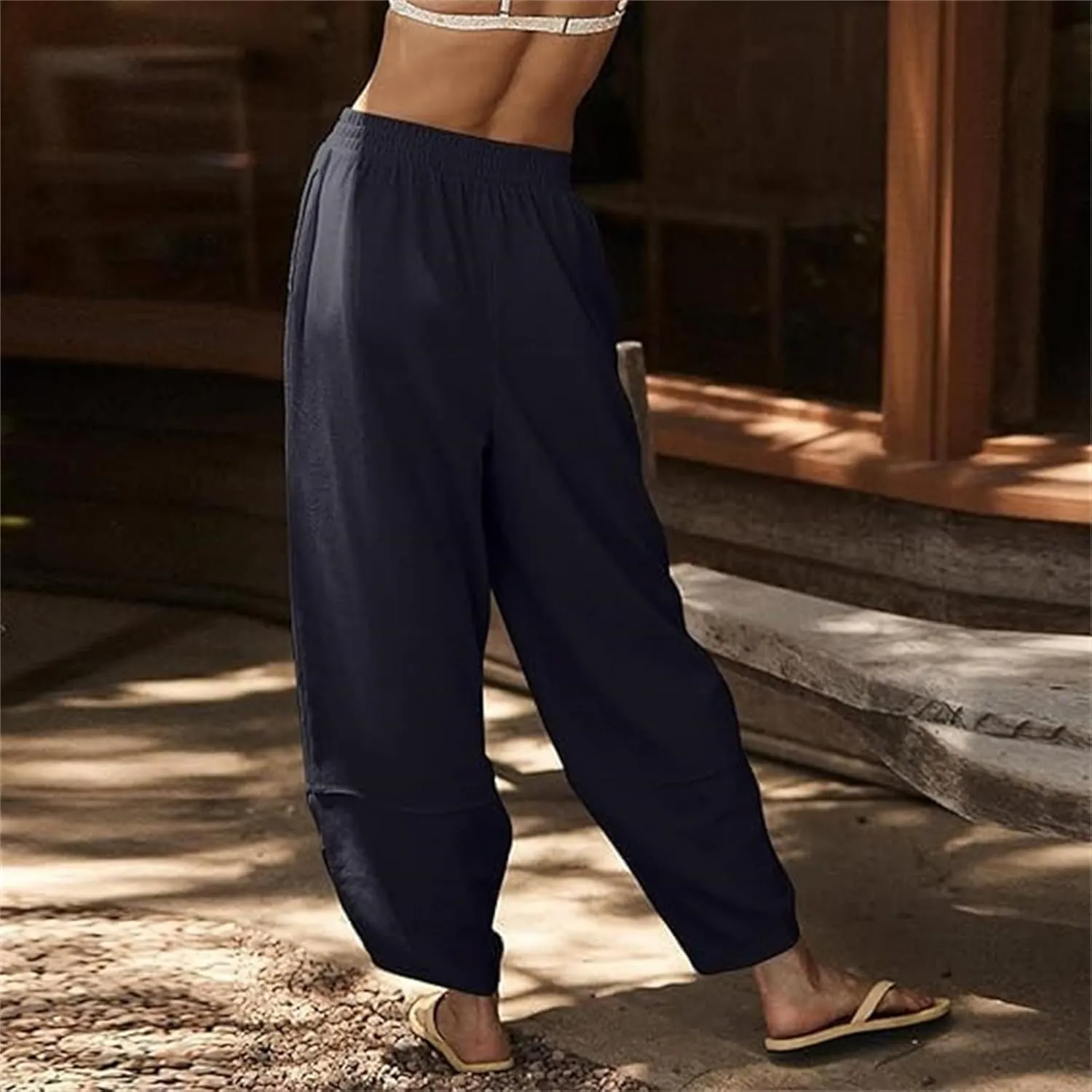 Thneed Wrap Pants, Thneed Beach Wrap Pants, Lightweight Cotton Palazzo with Elastic Waist, Wide Leg Harem Style