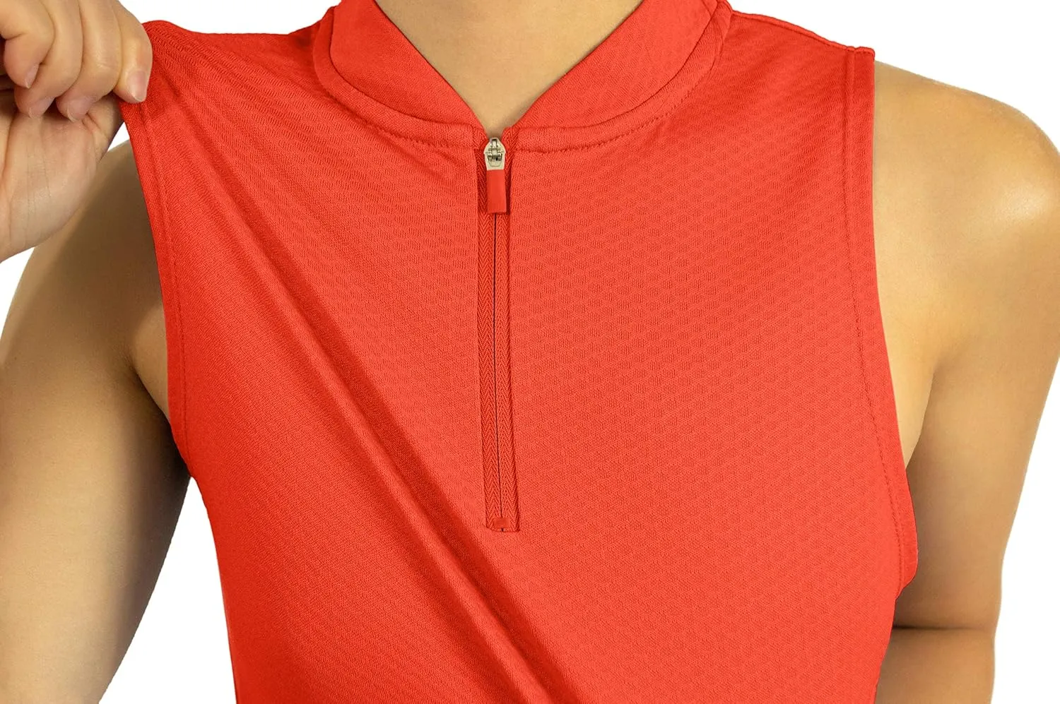 Three Sixty Six Womens Sleeveless Collarless Golf Polo Shirt with Zipper - Quick Dry Tank Tops for Women