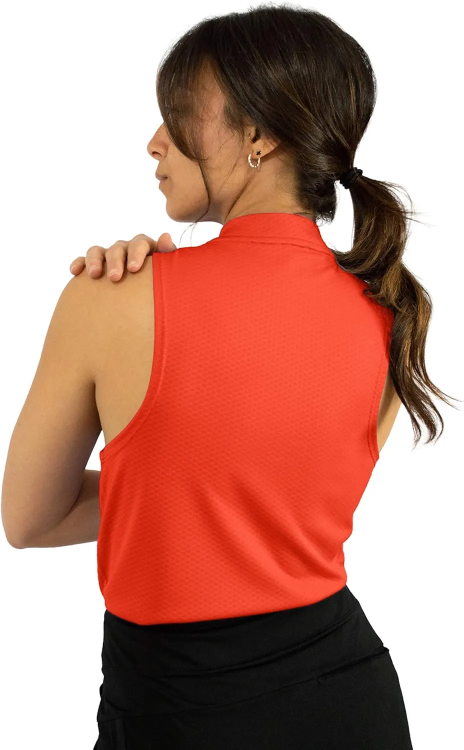 Three Sixty Six Womens Sleeveless Collarless Golf Polo Shirt with Zipper - Quick Dry Tank Tops for Women
