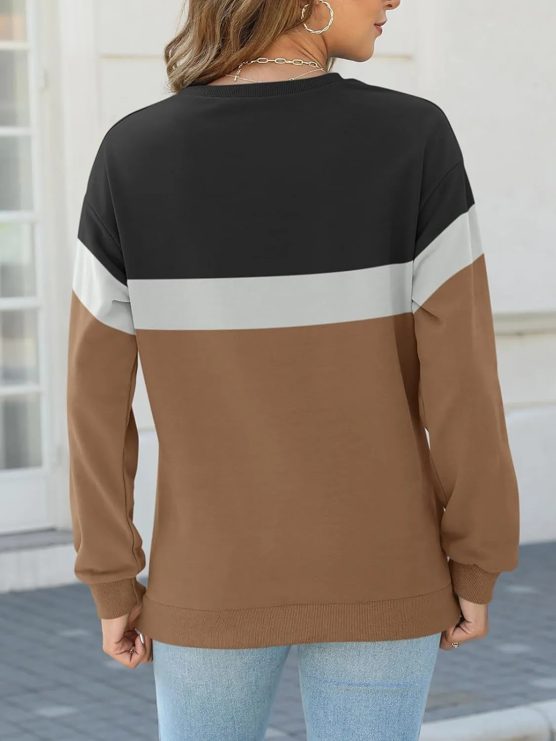 TICTICMIMI Women's Long Sleeve Tops Casual Color Block/Solid Cute Crewneck Sweatshirts Pullover Fall Shirts