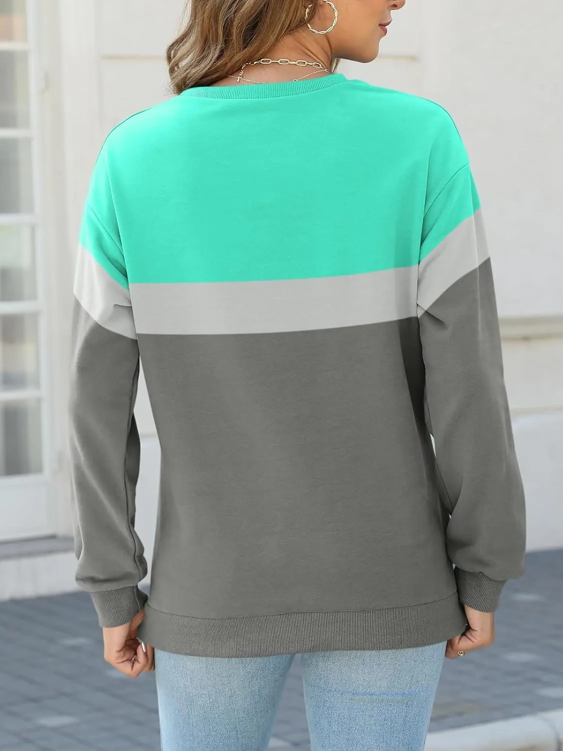 TICTICMIMI Women's Long Sleeve Tops Casual Color Block/Solid Cute Crewneck Sweatshirts Pullover Fall Shirts
