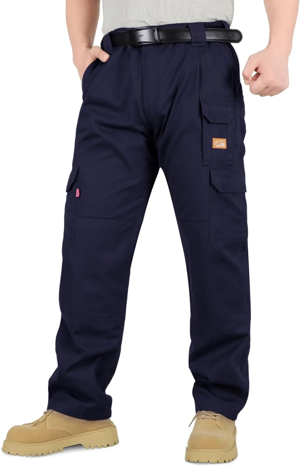Titicaca Men's FR Cargo Pants Flame Resistant Pants Lightweight 7.5oz 100% Cotton Fire Retardant Elastic Waist Pants