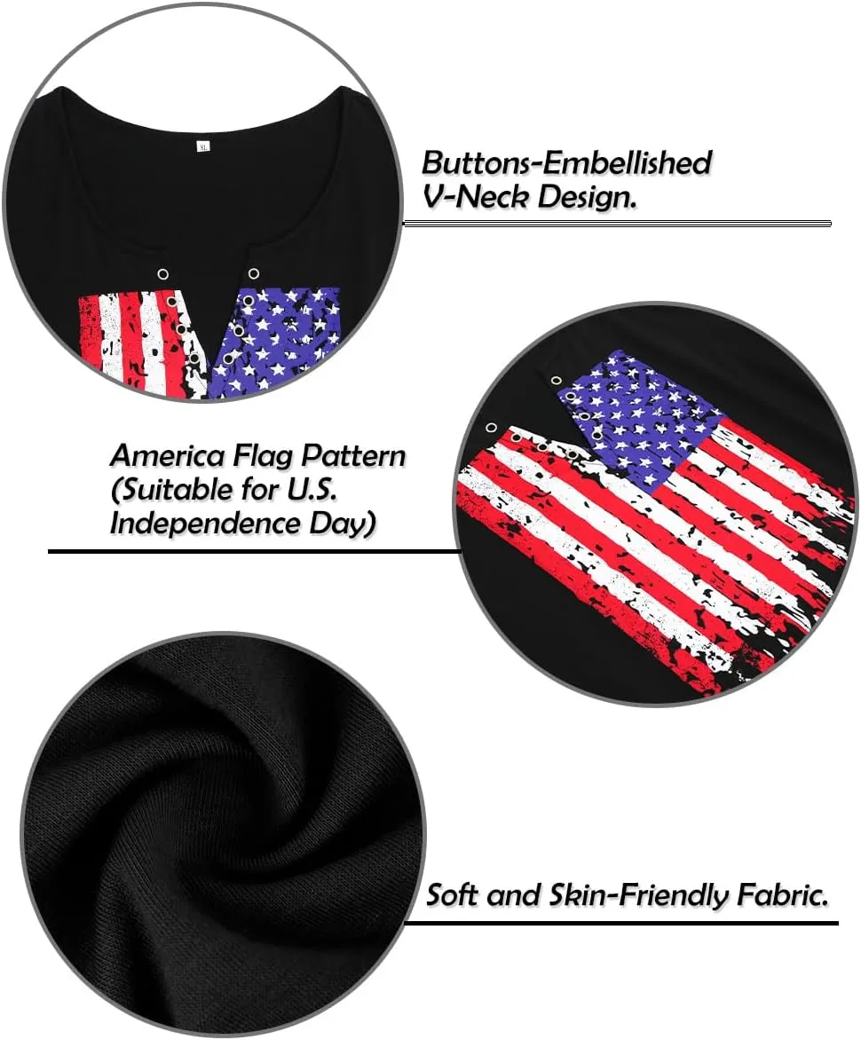 TIYOMI Plus Size T Shirt for Women Buttons Tops Short Sleeve Summer Sexy V-Neckline Shirts Solid/Tie Dye XL-5XL