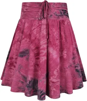 TIYOMI Women Plus Size Skirts Stretchy Waist Hidden Drawstring Zipper Midi Skirt 2 Ways to Wear As A Tube Top Tie Dye Fall Autumn Winter Long Skirts Red XL