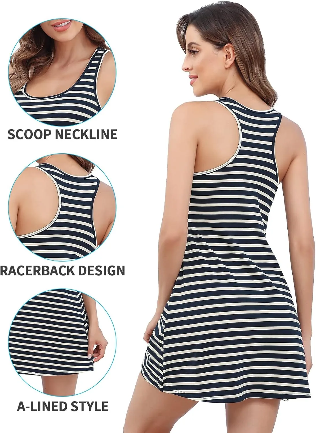 V FOR CITY Women Cotton Tank Dress for Summer Casual Loose Fit Dresses Beach Cover Up Sleeveless T-Shirt Sundress