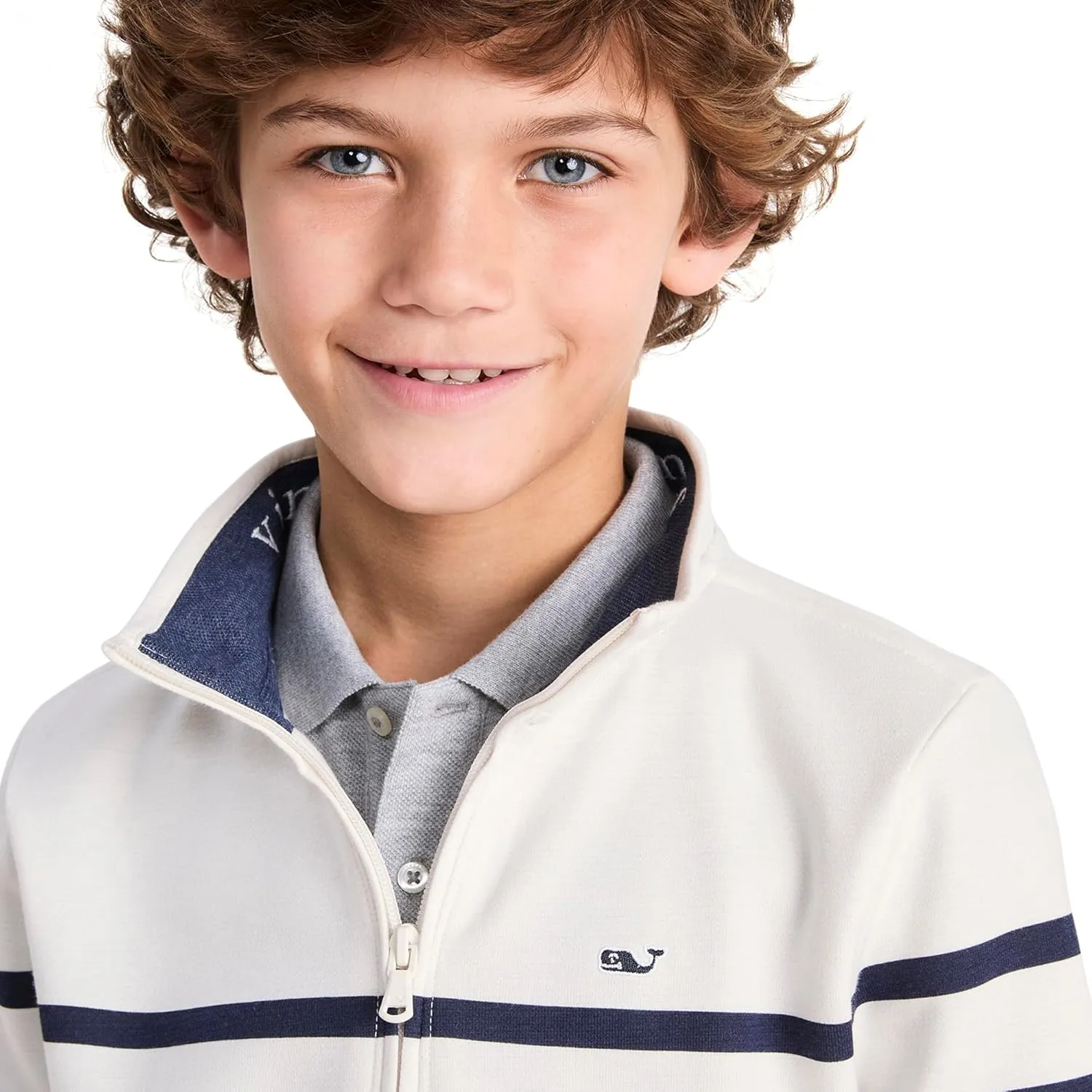 vineyard vines Boys' Breton Stripe Saltwater Quarter-Zip