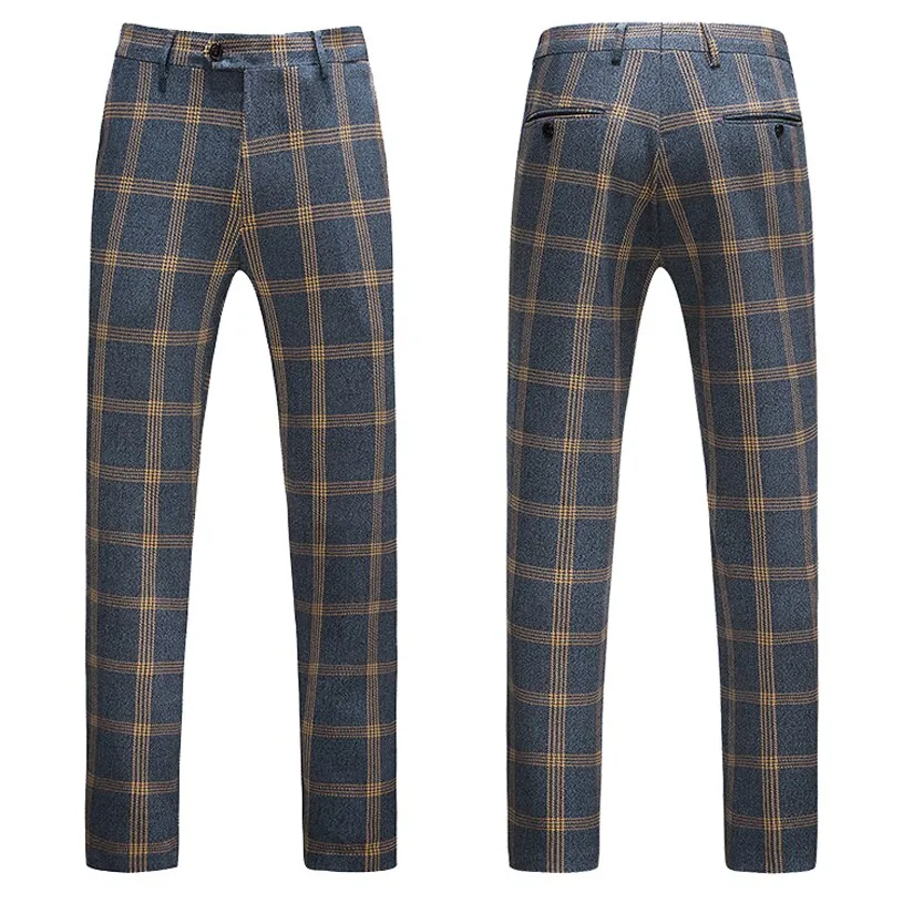 West Louis Designer Fancy Plaid Business 3 Piece Suit