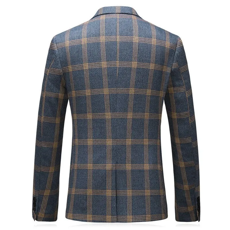 West Louis Designer Fancy Plaid Business 3 Piece Suit