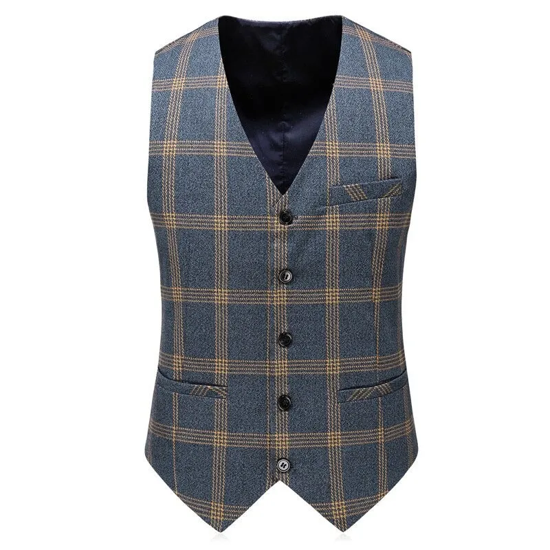 West Louis Designer Fancy Plaid Business 3 Piece Suit