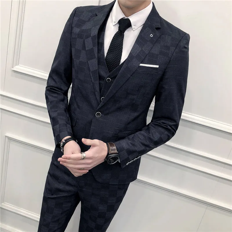 West Louis Designer Formal Business Three Piece Suit