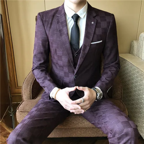 West Louis Designer Formal Business Three Piece Suit