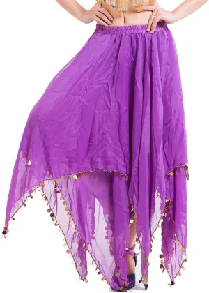 Whitewed Long Handkerchief Skirts Costume Belly Dance Chiffon with Paillettes