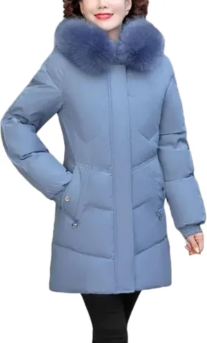Winter Clothe Padded Jacket Thin Cotton-Padded Jacket Women Mid-Length Fleece Thickening Elderly Lady Cotton-Padded Coat
