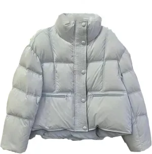 Winter White Duck Down Jacket Women Cotton-padded Clothes Short Stand Collar Thicken Bread Female Down Coat