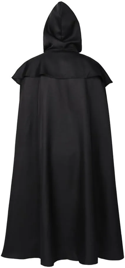 Wizard Cloak 4 Colors Men Cloak Hooded Medieval Monk Costume Windproof Coat Gothic Wizard Cape Halloween Death Mantles(Blue,Small)