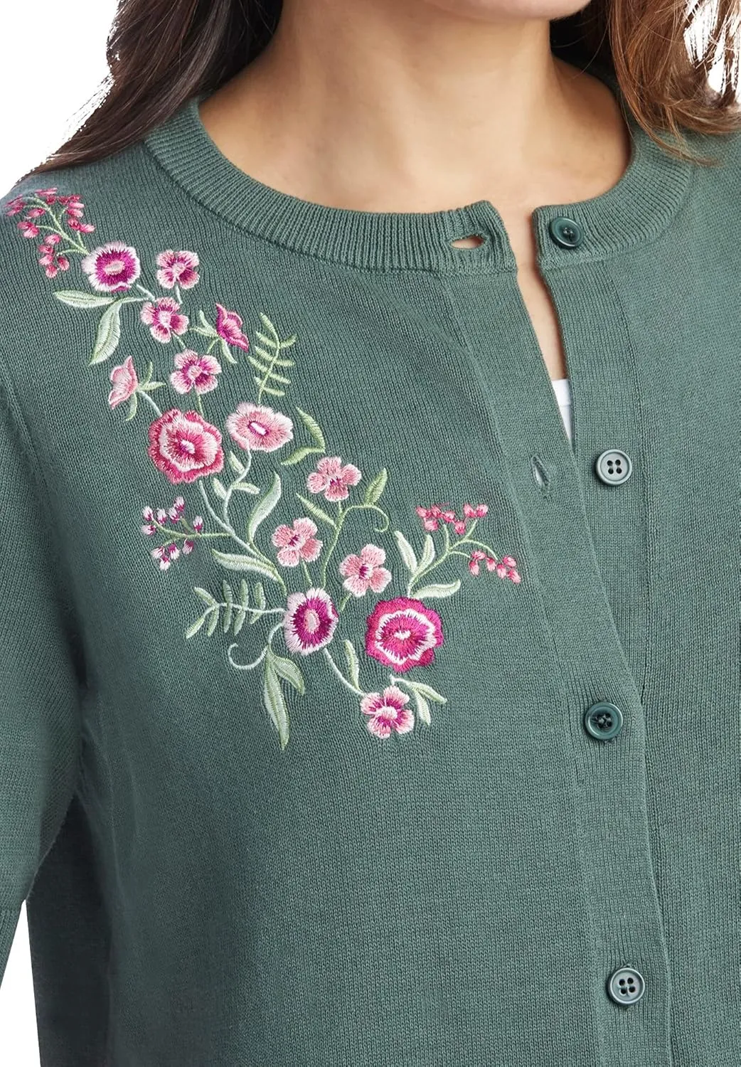 Woman Within Plus Size Perfect Elbow-Length Sleeve Cardigan