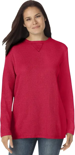 Woman Within Women's Plus Size Waffle Thermal Sweatshirt
