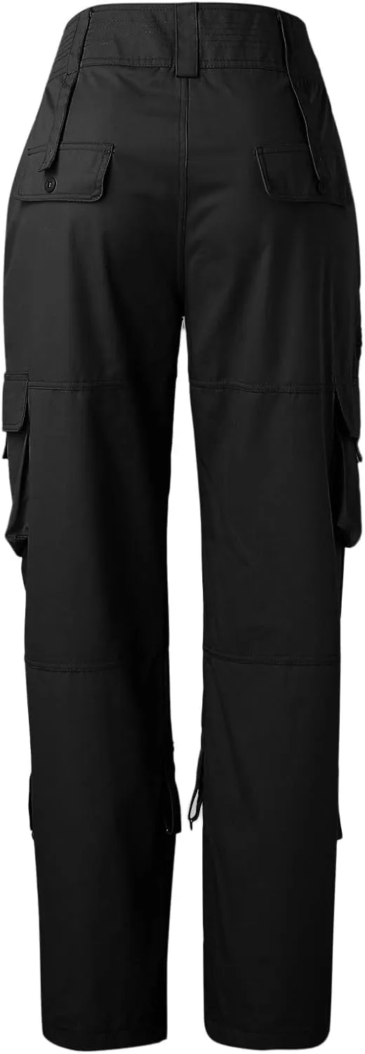 Women Cotton Linen Summer Casual Pant Trousers Elastic Waist Stretchy Straight Slim-Fit Palazzo Pants Beach