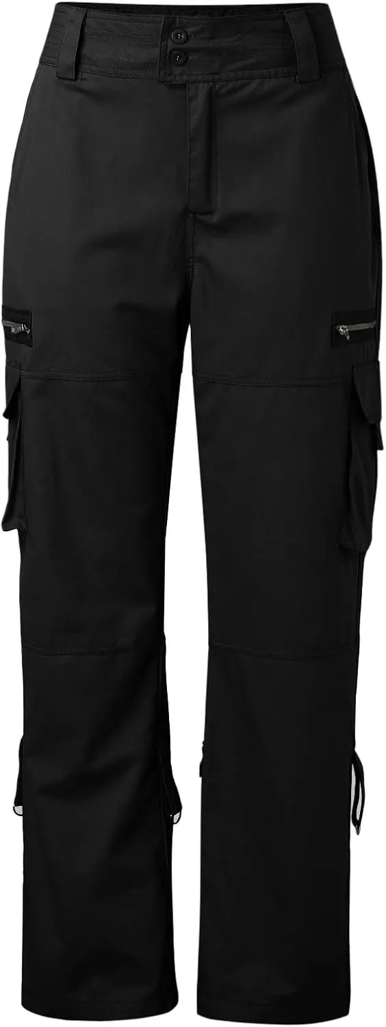 Women Cotton Linen Summer Casual Pant Trousers Elastic Waist Stretchy Straight Slim-Fit Palazzo Pants Beach