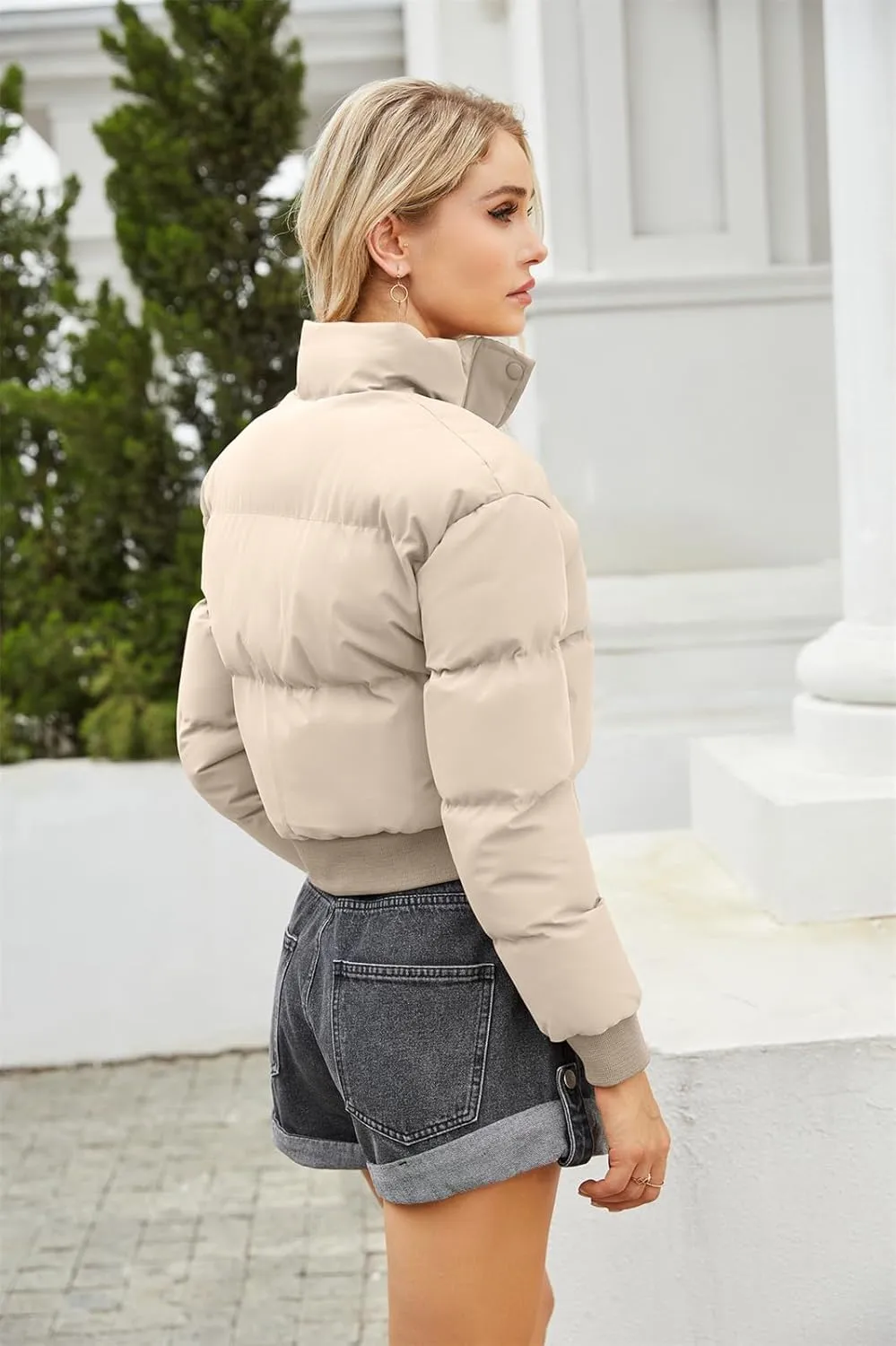 Women Cotton-Padded Jacket Short Cropped Jacket Loose-fit Down Serve Student Fashion Coat Women's Clothing