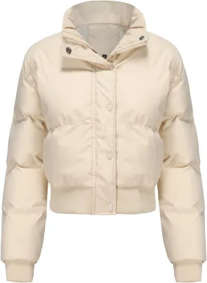 Women Cotton-Padded Jacket Short Cropped Jacket Loose-fit Down Serve Student Fashion Coat Women's Clothing