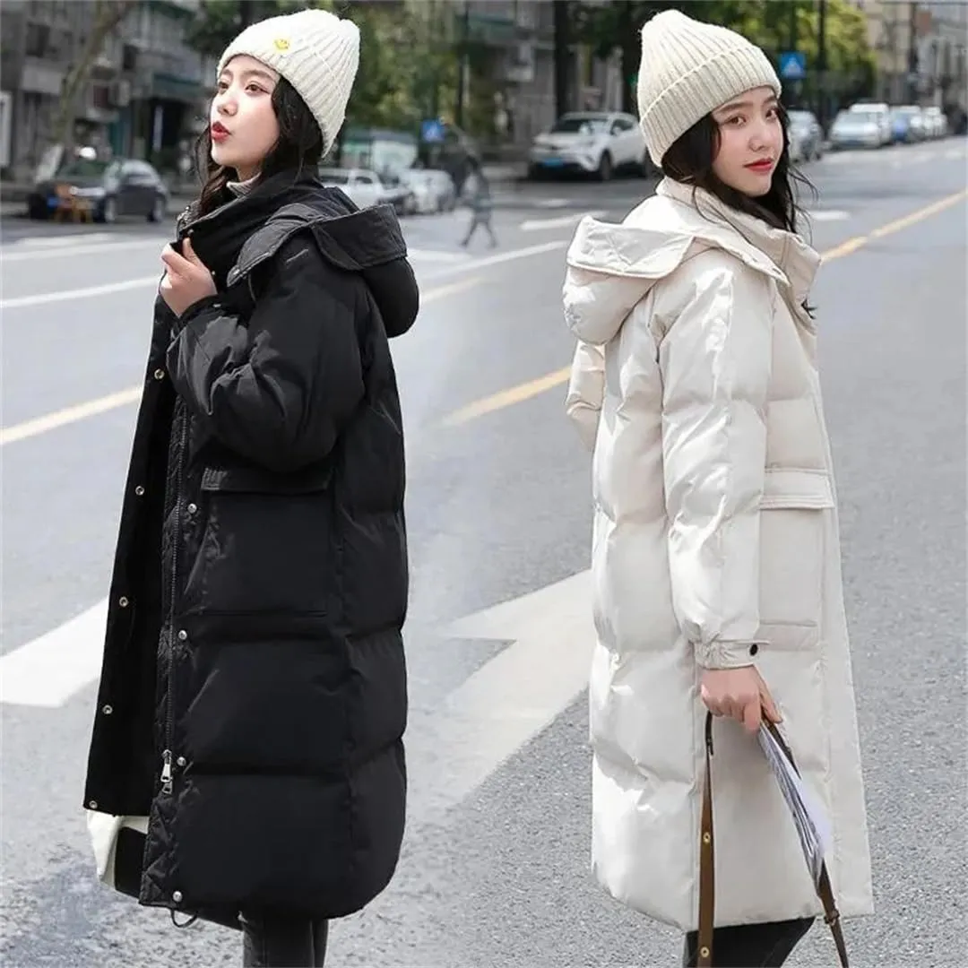 Women Jacket Parka Warm Down Cotton Coat Long Hooded Puffer Parkas Casual Loose Padded Coat Snow Wear Outwear