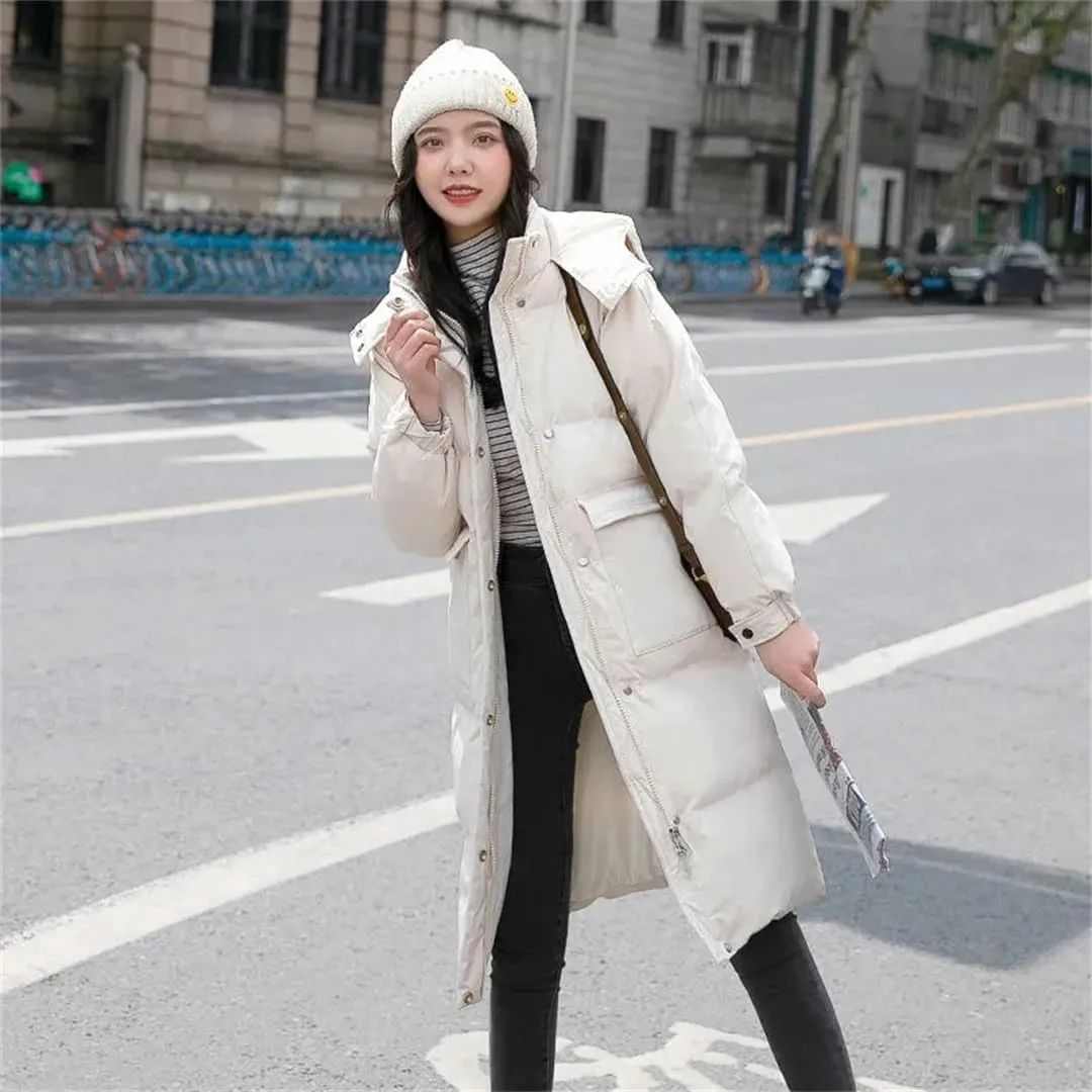 Women Jacket Parka Warm Down Cotton Coat Long Hooded Puffer Parkas Casual Loose Padded Coat Snow Wear Outwear