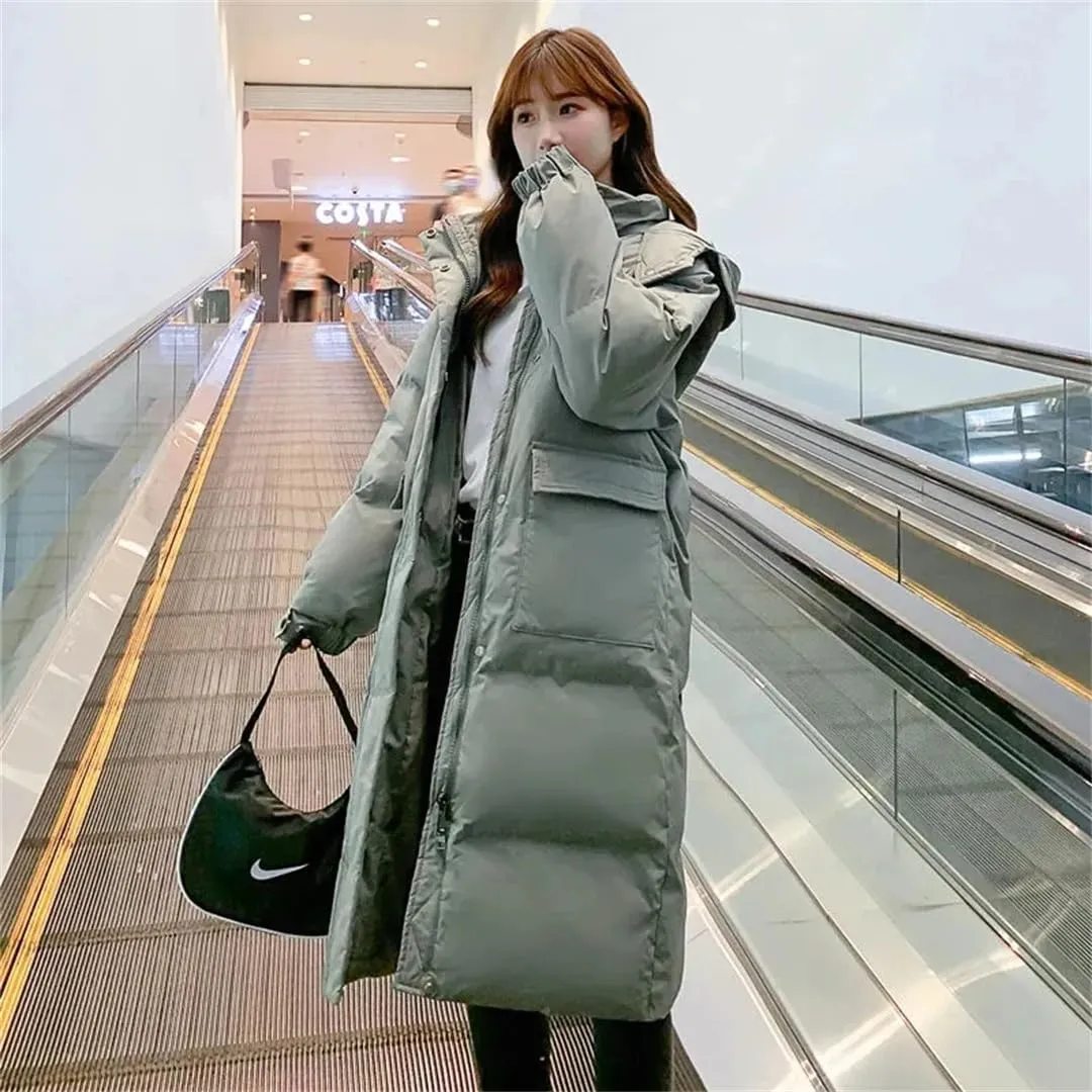 Women Jacket Parka Warm Down Cotton Coat Long Hooded Puffer Parkas Casual Loose Padded Coat Snow Wear Outwear