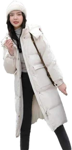Women Jacket Parka Warm Down Cotton Coat Long Hooded Puffer Parkas Casual Loose Padded Coat Snow Wear Outwear