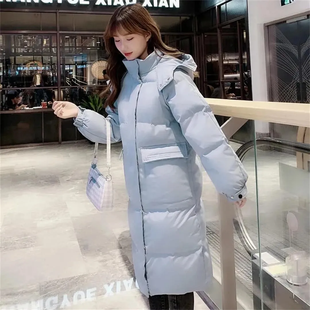Women Jacket Parka Warm Down Cotton Coat Long Hooded Puffer Parkas Casual Loose Padded Coat Snow Wear Outwear