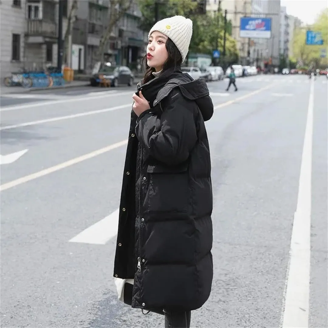 Women Jacket Parka Warm Down Cotton Coat Long Hooded Puffer Parkas Casual Loose Padded Coat Snow Wear Outwear